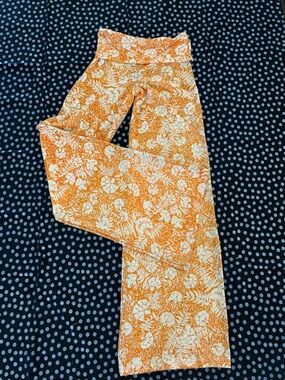 Orange Floral fold over hand made pants